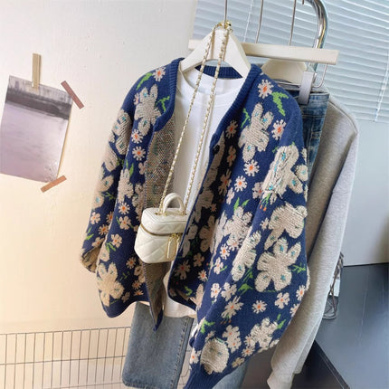 Chubby Girl plus size design soft Nuo sweater coat women's autumn and winter lazy wind loose slimming knitted cardigan sweater