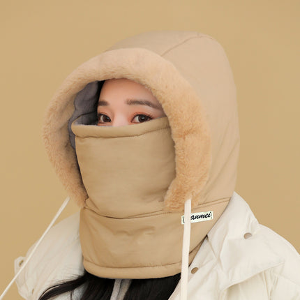 Winter Warm Lei Feng Hat for Men with Large Brim, Windproof, Fleece-Lined, Thick Neck Warmer, Integrated Face Mask for Women, Suitable for Cycling and Riding