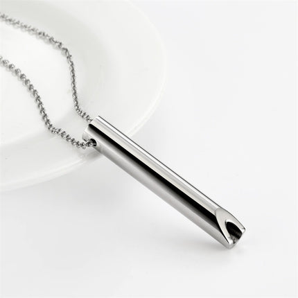 Titanium Steel Amazon Best-Selling Whistle Meditation Mindfulness Breathing Decompression Anxiety Yoga Stainless Steel Pendant Necklace in Stock