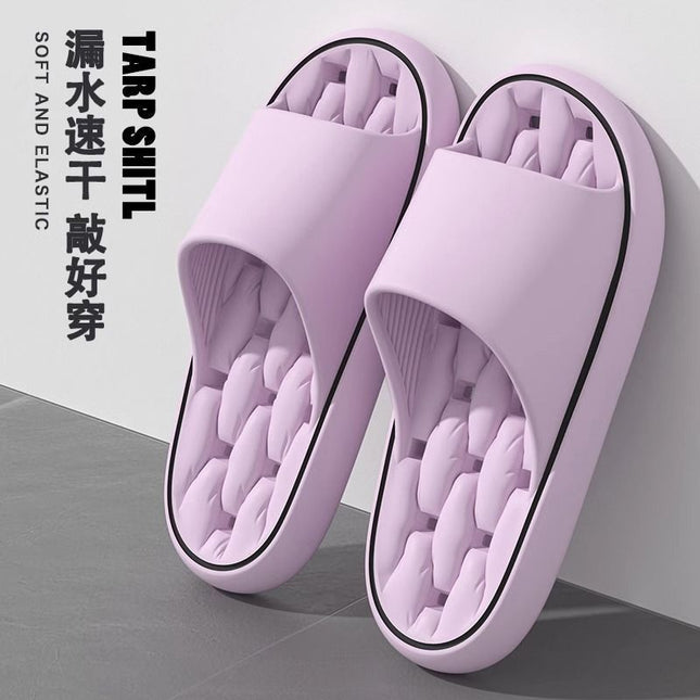 Summer Bathroom Leaking Eva Slippers for Men Indoor Home Bathing Massage Slippers for Women Breathable Non-Slip Quick-Drying Anti-Odor