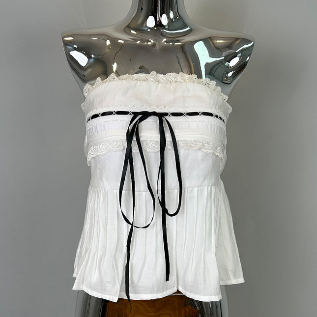 New Product from Dongdaemun, South Korea: Sexy and Alluring, Stunning Off-Shoulder Design Lace-Trimmed Tube Top