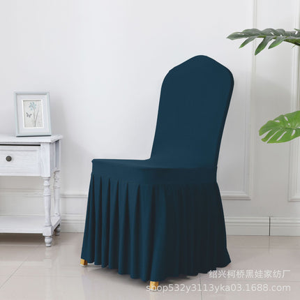 Chair Cover Thickened Stretch Pleated Skirt Dining Chair Cover Hotel Wedding Banquet Event Stool Cover Hotel Cloth