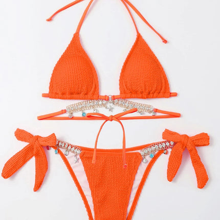 Bikini Special Fabric Fashionable Swimsuit Women's Suit Sexy Multi-Color Lace Bow Beach Swimwear