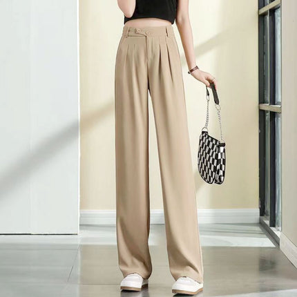 Autumn Korean Style Drapey Suit Pants Wide-Leg Pants for Women High-Waisted Loose Casual Floor-Length Wide-Leg Trousers