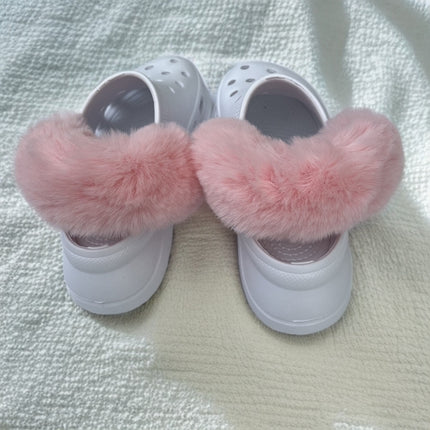 Wholesale hole shoes winter liner fur cover fleece-lined heel belt warm plush men and women detachable shoe cover shoelaces