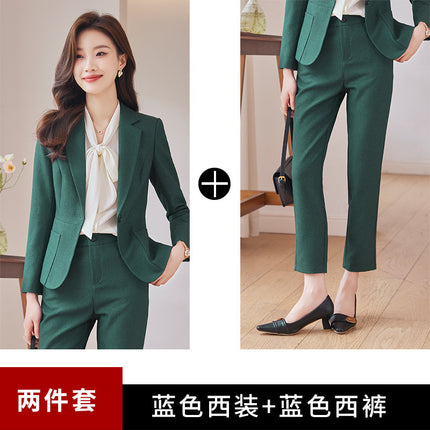 Green Suit Jacket Women Spring and Autumn New High-end Civil Servant Interview Professional Temperament Suit suit Work Clothes