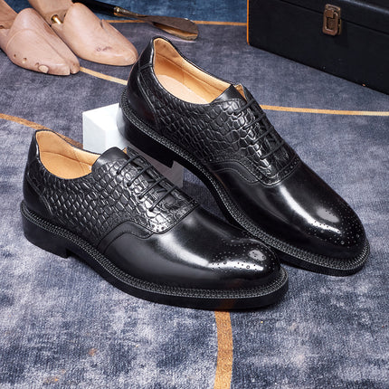 Elegant Men's Business Dress Shoes High Quality Natural Full Cow Leather Men Social Modern Office Pointed Toe Oxford Shoes