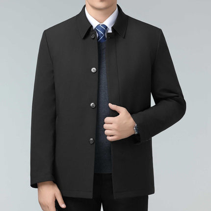 Middle-Aged and Elderly Men's Mink Velvet Lining Cotton Outwear Men's Lapel Lightweight Warm Cotton Outwear Dad's Winter Thickeneded Cotton Jacket