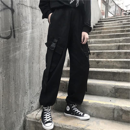 Thin/velvet Spring and Summer Korean Style ins Cargo Pants for Men and Women Loose Sports and Leisure Students Leg-tie Straight Wide-leg Pants
