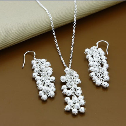 Foreign trade export silver plated multi bead earrings necklace suit Korean best selling in stock supply suit wholesale T040