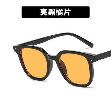 Retro Rice Nail Square 2022 K-Style Internet Celebrity Stylish Black Frame Brown Sunglasses Women's High-End Ins Sunglasses