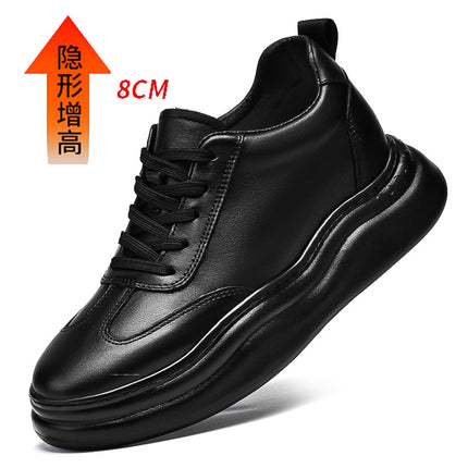 Increased 8CM Men's Shoes Thick Sole Platform Shoes Increased 6CM Board Shoes Spring and Autumn Low-top Cowhide Retro sneaker