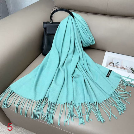 Solid color cashmere scarf women's thin scarf long air conditioning shawl autumn and winter warm Malaysia headscarf wholesale