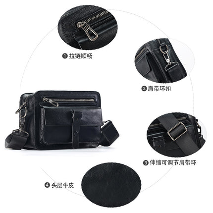 Genuine Leather Crossbody Bag Men's Bag Trendy Brand High-End Work Bag Cowhide Messenger Bag Backpack Vegetable Tanned Leather Men's Shoulder Bag