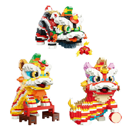 Yu Gao micro-particle assembled creative toy building blocks P1181-1183 lion dance series wholesale generation
