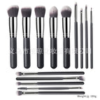 14 black and silver makeup brushes
