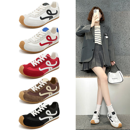 2026 Spring/Summer Yang Mi's Popular Style Sports Trainers with Hidden Height Increase, Waffle-Style Casual Ballet Shoes with Height Increase