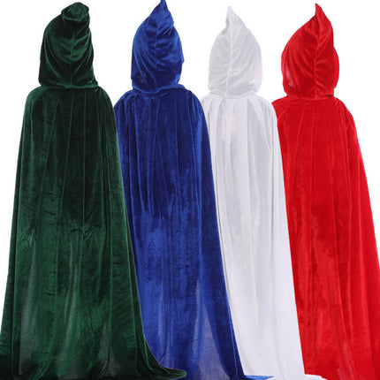 Amazon Hot Sale Halloween Cloak Poncho Witch Wizard Cloak Children Adult Velvet Gold Velvet Cloak