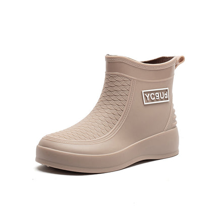 Cross-Border Rain Boots for Women, Short-Tube Fashionable Outer Wear Student Rain Boots, Winter Velvet Warm Rubber Shoes, Low-Tube New Water Shoes