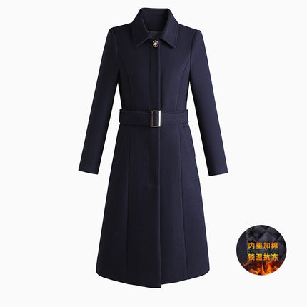 Professional woolen coat women's winter slim-fit mid-length woolen coat with cotton sales department front desk work clothes