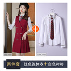 GY172 red dress + white shirt / S