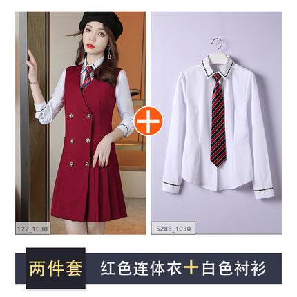 【Fashionable Pleated Skirt】Blue Dress for Women Autumn 2026 New Style Unique Design Korean Version Suspender Dress