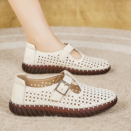 Foreign Trade 2025 New Summer Shoes Cut Out Sandals Wedge Heel Thick Sole Casual Breathable Women's Shoes Soft Sole Retro Women's Shoes