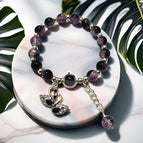 Ad06 dark ink purple heart-shaped swan bracelet