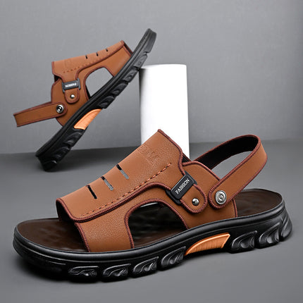 Factory new export sandals men's non-slip deodorant wear-resistant driving sandals and slippers two wear middle-aged dad slippers