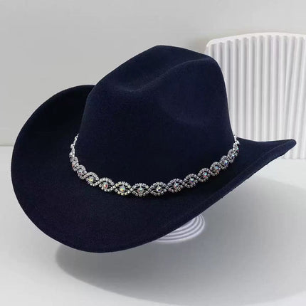 Solid Color Light Board Felt Western Cowboy Hat Outdoor Autum Hat Women's Simple French Hat Men's High-End