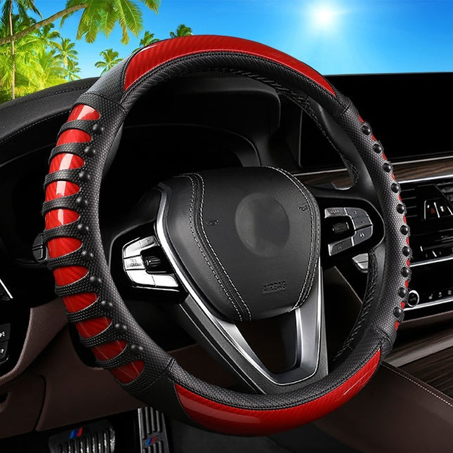 Light Luxury Car Steering Wheel Handle Cover Four Seasons Sports Car Handle Cover Carbon Fiber Leather Massage Leather Nail Handle Cover