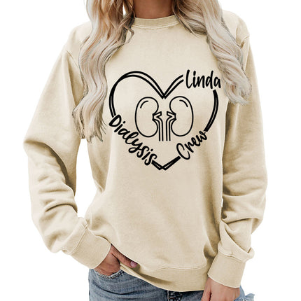 Foreign trade supply dialysis love printing round neck women's coat sweater foreign trade supply autumn and winter coat leisure