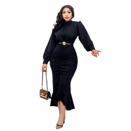 9909 Cross-border Europe and America Amazon Long Sleeve Elegant Slim Fishtail Party Dress Light Mature dress