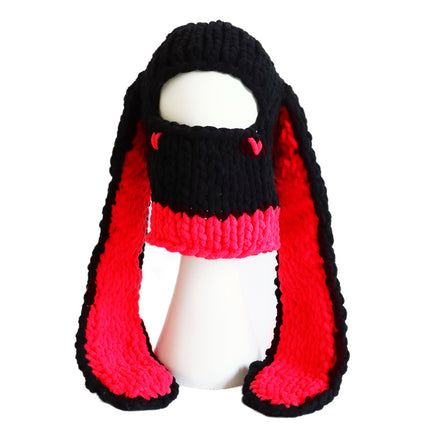 Bear Mask Headgear Sweet Cool Spice Girl Style European and American Handmade Knitted Thickened Wool Warm Hat Cute Autumn and Winter Hat
