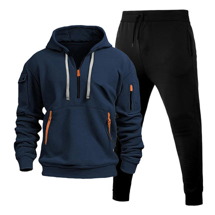 Cross-Border Autumn and Winter Men's Sweatshirt Hoodie Zipper Multi-Pocket Pullover Men's Sports and Leisure Suit
