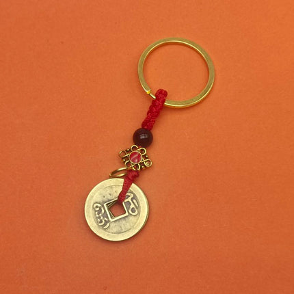 Brass Five Emperor Money Rope Pure Copper Five Emperor Money Red Rope Copper Five Emperor Money Red Rope Keychain Copper Money Key Pendant Wholesale