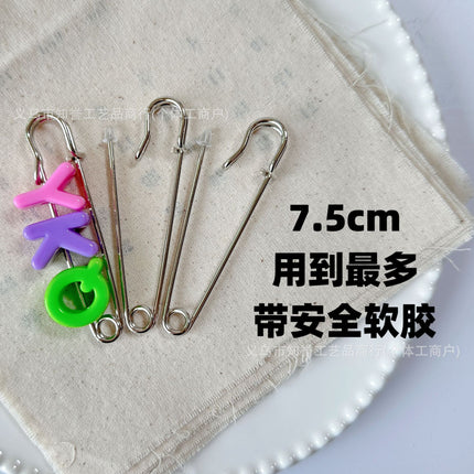 Letter Pin DIY Jewelry Accessories Text Keychain 75mm Silicone Safety Beaded Big Head Pin Pendant