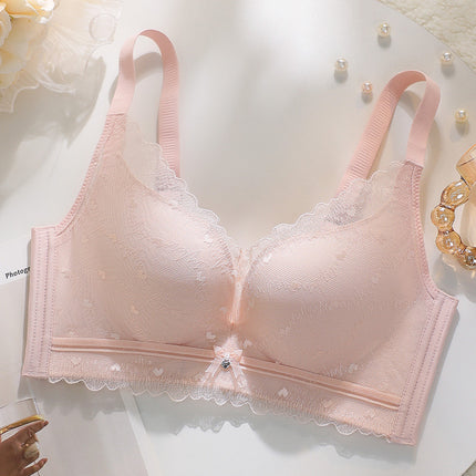 2023 new small chest thickened push up contrast color bra adjustable breast collection comfortable red underwear live delivery