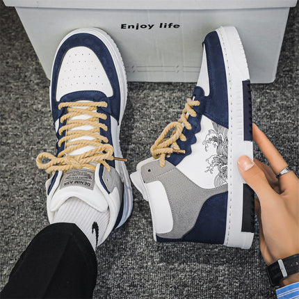 Men's Shoes Autum New High-Top Sports and Leisure Korean Style Trbottomyy Versatile Youth Thick-Soled Board Wholesale Aj Trbottomy Shoes