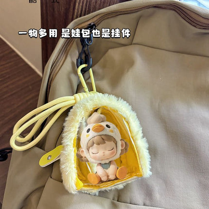 Original Plush Transparent Storage Bag Mini Cute Coin Purse Canvas Earphone Bag Storage Hanging Bag