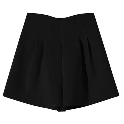 Shorts Women's Spring 2024 New High Waist Slimming Wide Leg Pants Black Casual Fashion All-match Suit A- shape Shorts