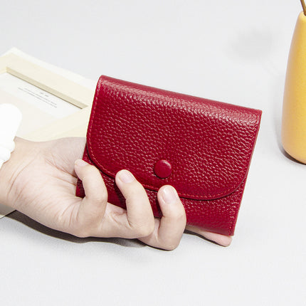 Top Layer Cowhide Small Purse Mini Simple Solid Color New Leather Coin Card Bag with Full Leather Coin Purse for Women