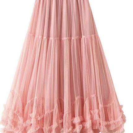 Cross-border Large Pendulum Design Sense Mesh Skirt 2025 New High Waist Slim-looking Pop Skirt Draped Sense Elegant