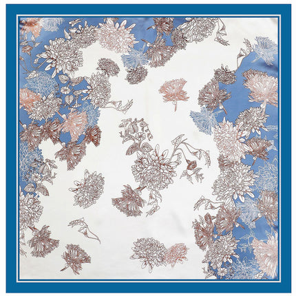 90cm Spring Fashion New Floral Women Decorative Headscarf Large Square Shawl Sunscreen Scarf Scarf
