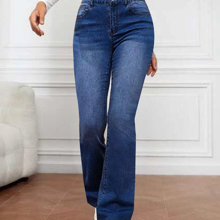 Source Factory 2025 New High-Waisted Straight-Leg Light Blue Jeans Women's Long Pants Cross-Border Foreign Trade Selection