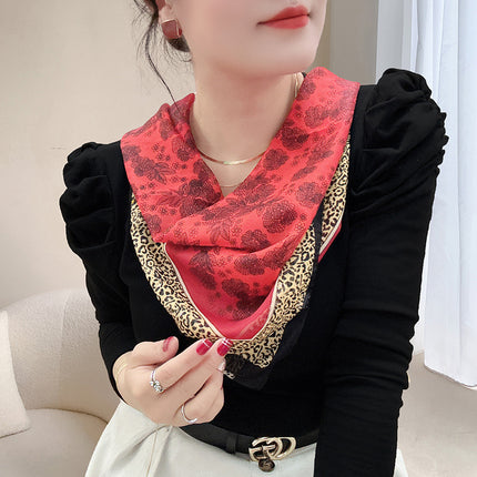 Magnetic buckle summer chiffon breathable sunscreen small square scarf neck scarf women's 2024 new all-match spring and autumn turban