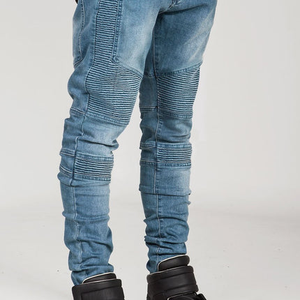 H Pants Men's WIS Amazon Pleated Motorcycle Cross-border Trendy Brand Slim-fit AliExpress eBay Stretch Jeans