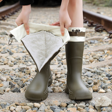 New Style Women's Rain Boots, Mid-Calf, Thickened, Wear-Resistant, Non-Slip, Trendy Rubber Shoes for Outdoor Camping and Hiking, Waterproof Women's Rain Boots