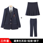 navy blue suit + skirt + pants / S