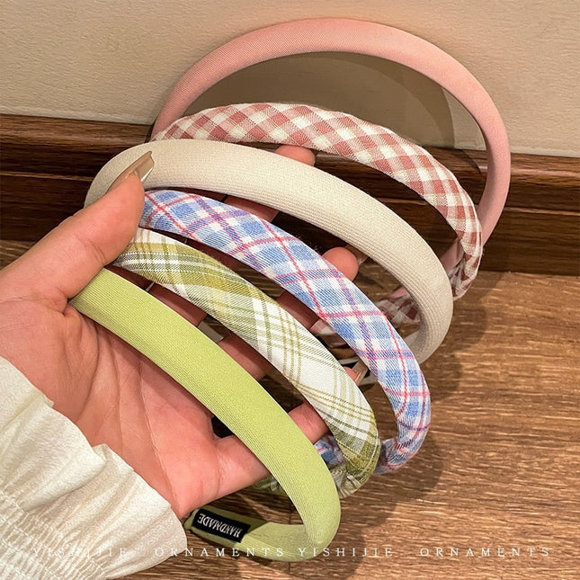 Woven Hair Band Mustard Green High-end Sense Summer Wide-brimmed Sponge Headband Headwear Twist Girl's Internet Celebrity Hair Card for Going Out